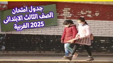 جدول امتحان الصف الثالث الابتدائي 2025 الترم الثاني في الغربية